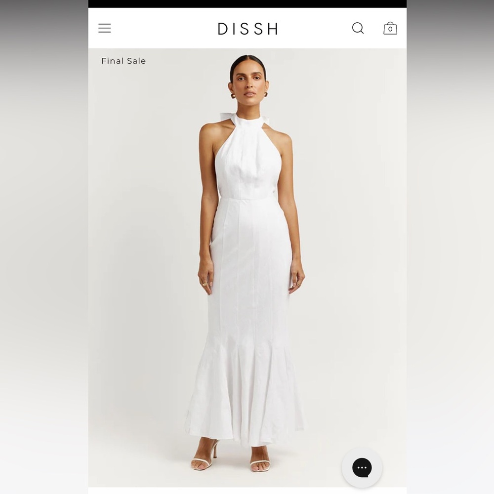 DISSH Elegant White Halter Maxi Dress